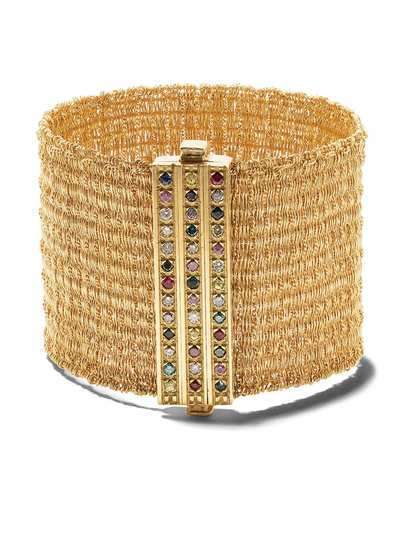 Carolina Bucci плетеный браслет из желтого золота с бриллиантами и сапфирами