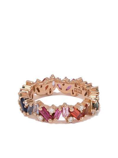 Suzanne Kalan кольцо Rainbow Eternity из розового золота с бриллиантами и сапфирами
