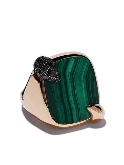 Pomellato 18kt rose gold Ritratto malachite and black diamond ring