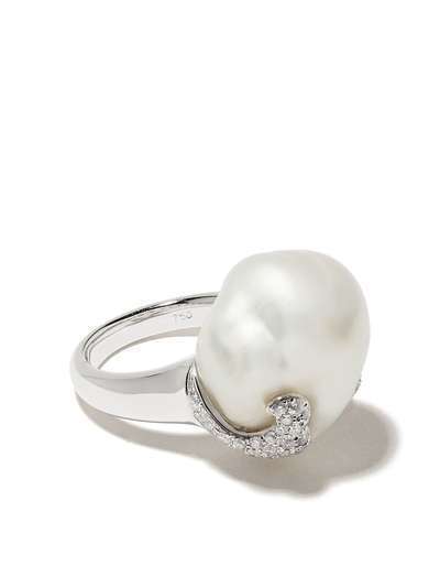 Yoko London кольцо Baroque South Sea из белого золота с жемчугом и бриллиантами