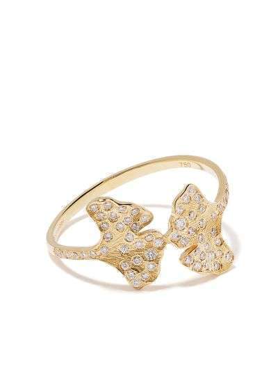 Aurelie Bidermann кольцо Ginkgo из желтого золота с бриллиантами