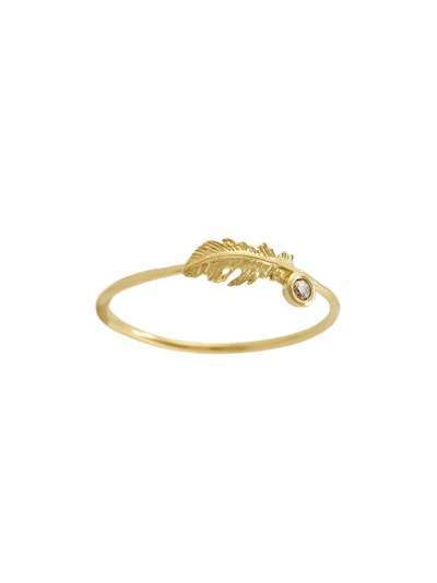Alex Monroe кольцо Plume Feather из желтого золота с бриллиантом