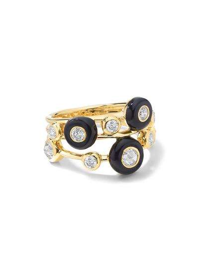 IPPOLITA кольцо Carnevale Stardust 3-Band Cluster из желтого золота с бриллиантами