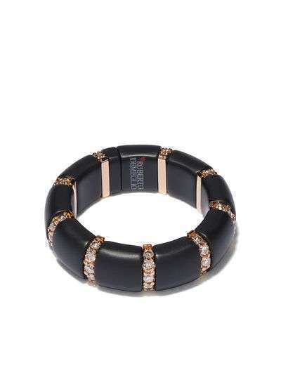 Roberto Demeglio кольцо Domino из розового золота с бриллиантами и черной керамикой