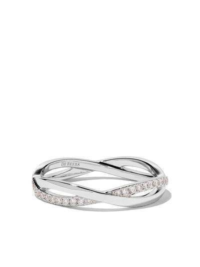 De Beers 18kt white gold Infinity half pave diamond band