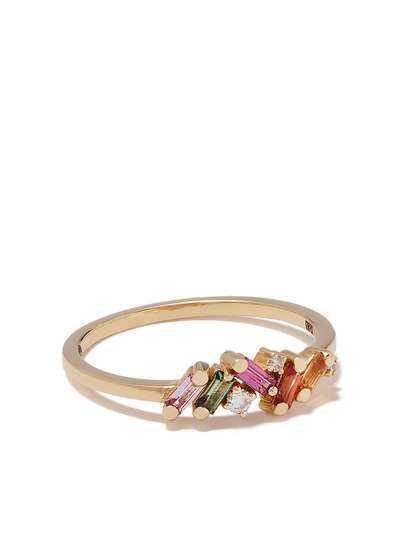 Suzanne Kalan кольцо Rainbow из желтого золота с бриллиантами и сапфирами