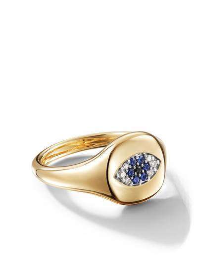David Yurman 18kt yellow gold Cable Collectibles Evil Eye sapphire and diamond mini pinky ring