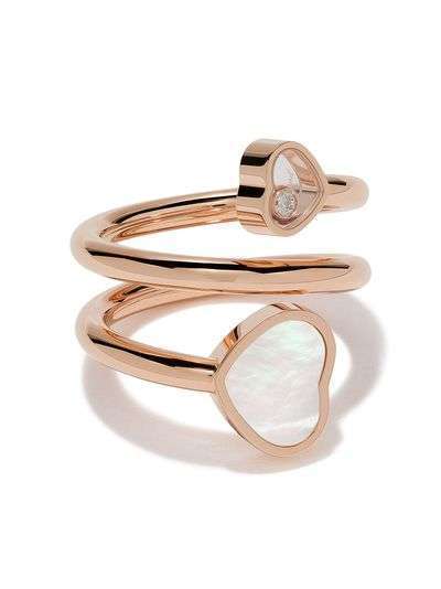 Chopard кольцо Happy Hearts из розового золота с бриллиантом и перламутром