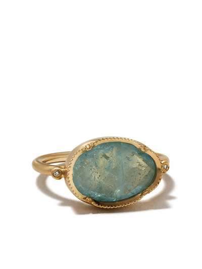 Brooke Gregson кольцо Orbit из желтого золота с бриллиантами и аквамаринами