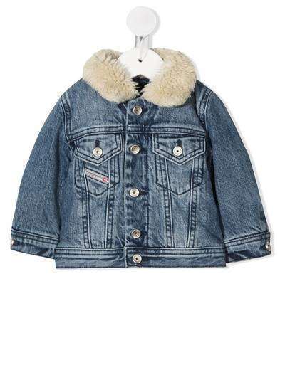 Diesel Kids джинсовая куртка с воротником из шерпы