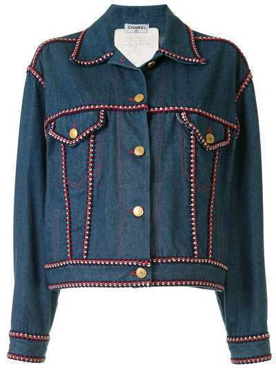 Chanel Pre-Owned джинсовая куртка с плетеной окантовкой