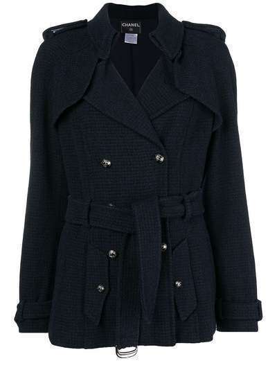 Chanel Pre-Owned двубортное пальто с поясом