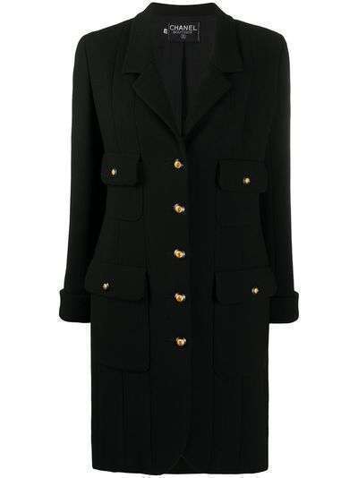 Chanel Pre-Owned однобортное пальто 1990-х годов