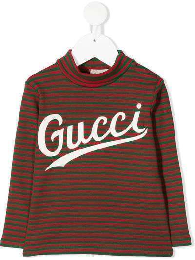 Gucci Kids полосатая футболка с логотипом