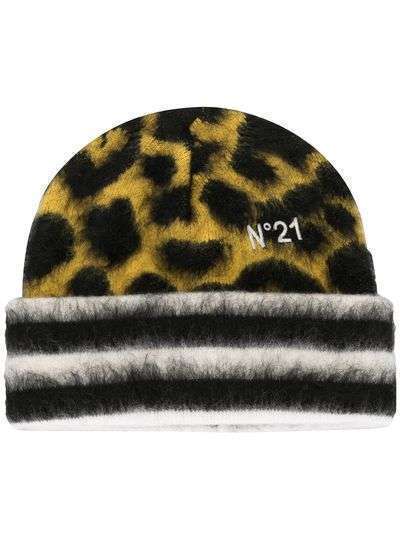 Nº21 шапка бини с леопардовым узором