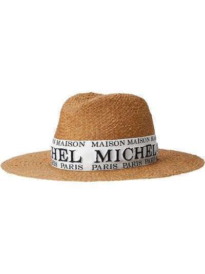 Maison Michel шляпа-федора Zango с вышитым логотипом