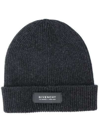 Givenchy шапка бини в рубчик с нашивкой-логотипом