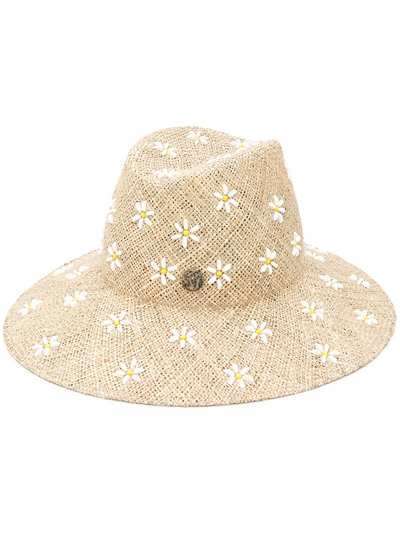 Maison Michel шляпа с цветочной вышивкой