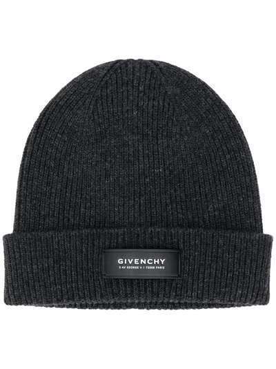 Givenchy шапка бини в рубчик с нашивкой-логотипом