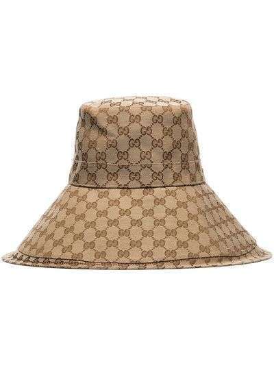 Gucci шляпа с широкими полями и узором GG Supreme