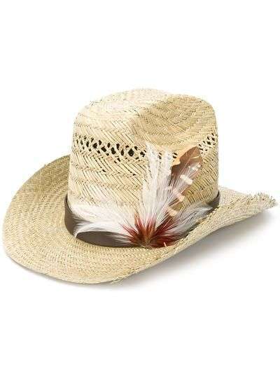 Saint Laurent ковбойская шляпа с перьями