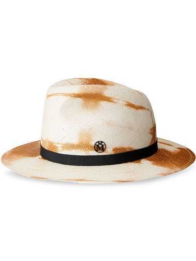 Maison Michel соломенная шляпа-федора Bettina с принтом тай-дай