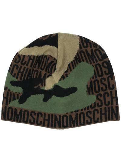 Moschino шапка бини с камуфляжным принтом