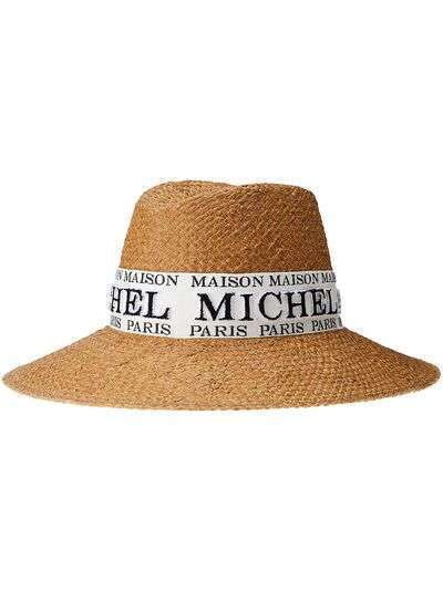 Maison Michel шляпа-федора Kate с вышитым логотипом