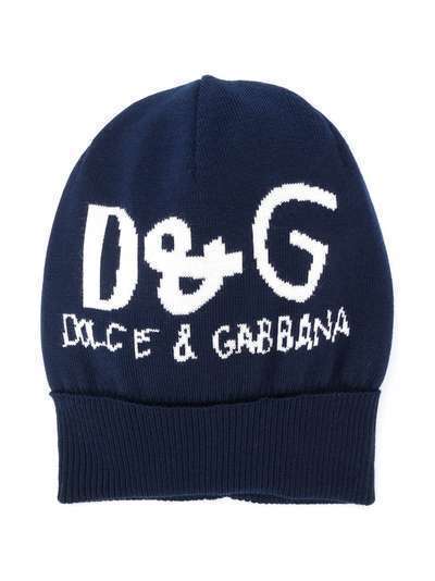 Dolce & Gabbana Kids вязаная шапка бини с логотипом
