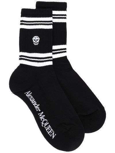 Alexander McQueen носки с полосками и декором Skull
