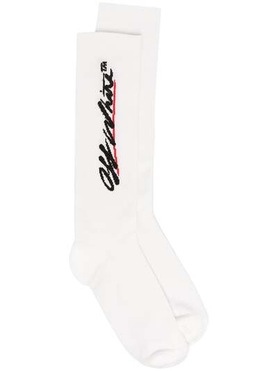Off-White носки вязки интарсия с логотипом