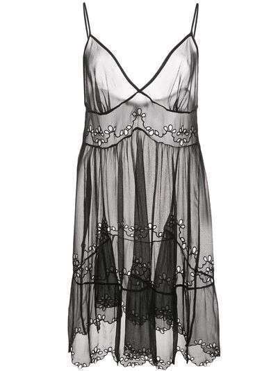 Kiki de Montparnasse полупрозрачное платье-комбинация с вышивкой