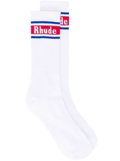 Rhude носки в рубчик с логотипом