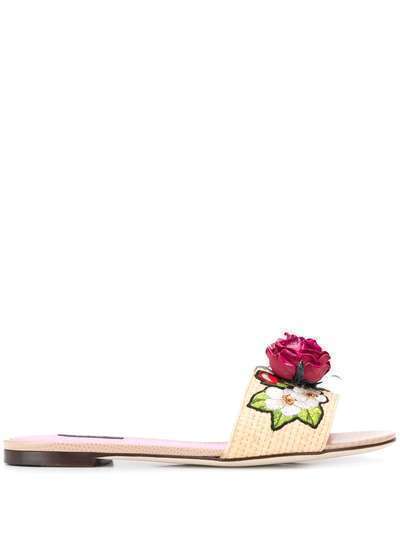 Dolce & Gabbana сандалии Bianca с цветочной аппликацией