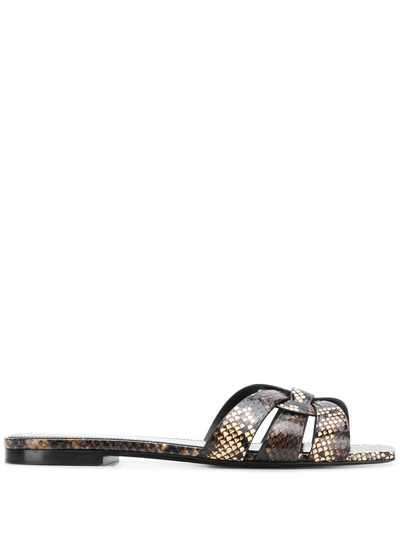 Saint Laurent сандалии со змеиным принтом