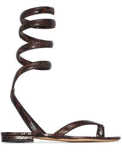 Bottega Veneta сандалии с ремешком на щиколотке и тиснением под кожу питона