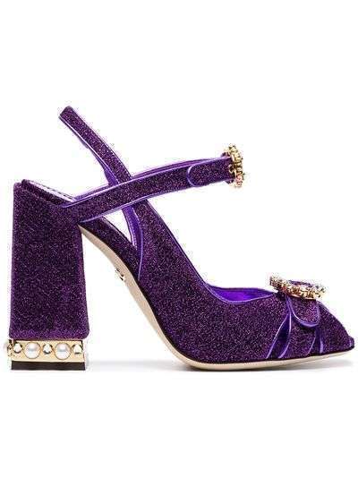 Dolce & Gabbana purple Bette 105 lurex crystal sandals