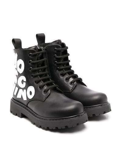 Moschino Kids ботинки на шнуровке с графичным узором