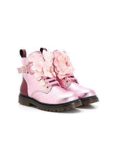 Monnalisa ботинки с цветочным декором