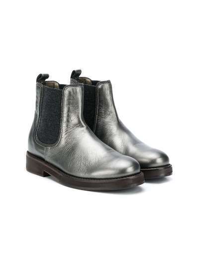 Brunello Cucinelli Kids ботинки челси с эффектом металлик