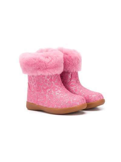 UGG Kids ботинки с леопардовым принтом и эффектом металлик