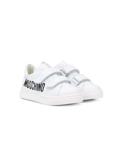 Moschino Kids кроссовки на липучках с логотипом