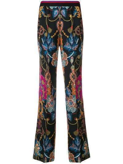 Etro striped waisted flare leg trousers