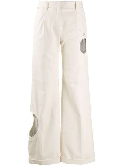 Off-White расклешенные брюки с вырезами
