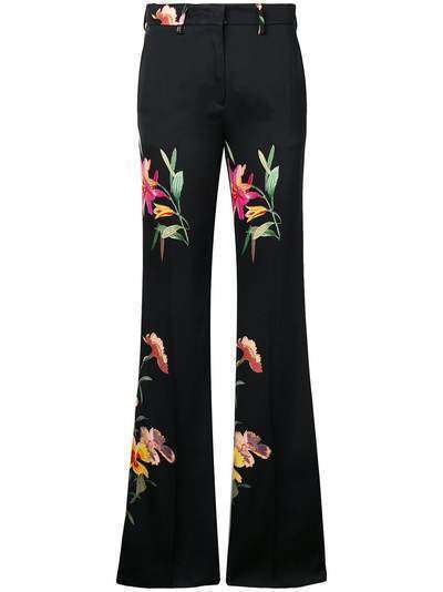 Etro расклешенные брюки с цветочным принтом