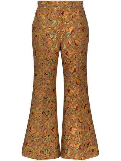 Gucci жаккардовые расклешенные брюки с цветочным узором и логотипом