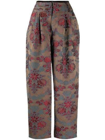 Uma Wang брюки с завышенной талией и цветочным принтом