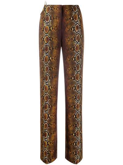 Versace брюки со змеиным принтом и кольцами