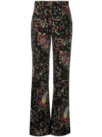 Etro брюки с завышенной талией и цветочным принтом