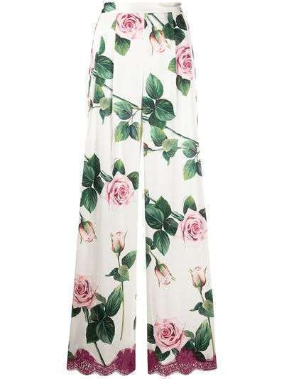 Dolce & Gabbana широкие брюки с принтом Tropical Rose